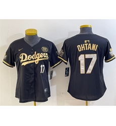 Youth Los Angeles Dodgers 17 Shohei Ohtani Black Gold 2024 World Series With Fernando Patch Vapor Limited Stitched Baseball Jersey