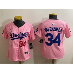 Youth Los Angeles Dodgers 34 Fernando Valenzuela Pink 2025 Tokyo Series Limited Stitched Baseball Jersey