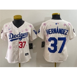Youth Los Angeles Dodgers 37 Teoscar Hernandez Cream 2025 Tokyo Series Limited Stitched Baseball Jersey