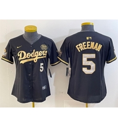 Youth Los Angeles Dodgers 5 Freddie Freeman Black Gold 2024 World Series With Fernando Patch Vapor Limited Stitched Baseball Jersey