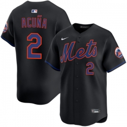 Men New York Mets Nike Luisangel Acuna #2 Black Home Stitched Player Jersey