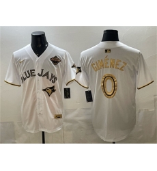 Men Toronto Blue Jays 0 Andres Gimenez White Gold 2025 American League Champions Limited Stitched Baseball Jersey Men Toronto Blue Jays 0 Andres Gimenez White Gold 2025 American League Champions Limited Stitched Baseball Jersey