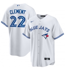 Men Toronto Blue Jays 22 Ernie Clement White Home Cool Base Stitched Baseball Jersey