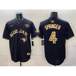 Men Toronto Blue Jays 4 George Springer Black Gold 2025 American League Champions Limited Stitched Baseball Jersey