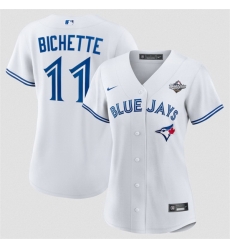 Women Toronto Blue Jays 11 Bo Bichette White 2025 World Series Home Cool Base Stitched Baseball Jersey Women Toronto Blue Jays 11 Bo Bichette White 2025 World Series Home Cool Base Stitched Baseball Jersey