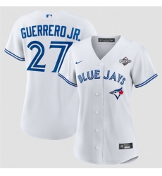 Women Toronto Blue Jays 27 Vladimir Guerrero Jr  White 2025 World Series Home Cool Base Stitched Baseball Jersey  Women Toronto Blue Jays 27 Vladimir Guerrero Jr  White 2025 World Series Home Cool Base Stitched Baseball Jersey