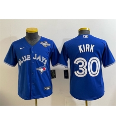 Youth Toronto Blue Jays 30 Alejandro Kirk Royal 2025 World Series Cool Base Stitched Baseball Jersey Youth Toronto Blue Jays 30 Alejandro Kirk Royal 2025 World Series Cool Base Stitched Baseball Jersey