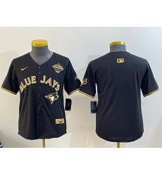 Youth Toronto Blue Jays Blank Black Gold 2025 American League Champions Limited Stitched Baseball Jersey Youth Toronto Blue Jays Blank Black Gold 2025 American League Champions Limited Stitched Baseball Jersey