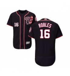 Mens Washington Nationals 16 Victor Robles Navy Blue Alternate Flex Base Authentic Collection Baseball Jersey