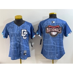 Women Washington Nationals Team Big Logo Blue 2025 City Connect Limited Stitched Baseball Jersey