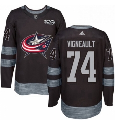 Mens Adidas Columbus Blue Jackets 74 Sam Vigneault Authentic Black 1917 2017 100th Anniversary NHL Jersey 