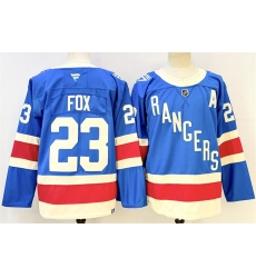 Men New York Rangers 23 Adam Fox Blue With A Patch Stitched Hockey Jersey Men New York Rangers 23 Adam Fox Blue With A Patch Stitched Hockey Jersey