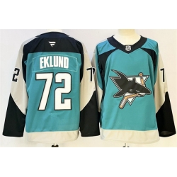 Men San Jose Sharks 72 William Eklund Teal 2025 Alternate Stitched Hockey Jersey