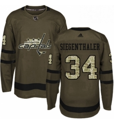 Mens Adidas Washington Capitals 34 Jonas Siegenthaler Authentic Green Salute to Service NHL Jersey 