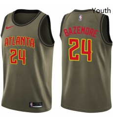 Youth Nike Atlanta Hawks 24 Kent Bazemore Swingman Green Salute to Service NBA Jersey 