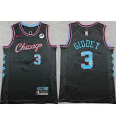 Men Chicago Bulls 3 Josh Giddey Black 2025 26 City Edition Stitched Basketball Jersey Men Chicago Bulls 3 Josh Giddey Black 2025 26 City Edition Stitched Basketball Jersey