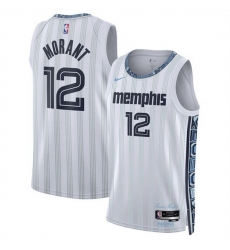 Men Memphis Grizzlies 12 Ja Morant White 2025 26 City Edition Stitched Basketball Jersey Men Memphis Grizzlies 12 Ja Morant White 2025 26 City Edition Stitched Basketball Jersey