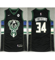 Men Milwaukee Bucks 34 Giannis Antetokounmpo Black 2021 Nike Swingman Stitched Jersey With NEW Sponsor Logo Men Milwaukee Bucks 34 Giannis Antetokounmpo Black 2021 Nike Swingman Stitched Jersey With NEW Sponsor Logo