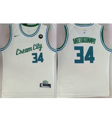 Men Milwaukee Bucks 34 Giannis Antetokounmpo Cream 2024 25 City Edition Stitched Basketball Jersey Men Milwaukee Bucks 34 Giannis Antetokounmpo Cream 2024 25 City Edition Stitched Basketball Jersey