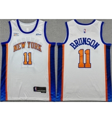 Men New Yok Knicks 11 Jalen Brunson White 2024 25 City Edition Stitched Basketball Jersey