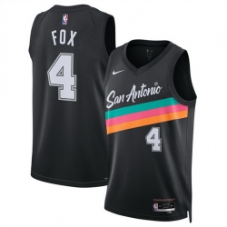Men San Antonio Spurs 4 De 27Aaron Fox Black 2025 26 City Edition Stitched Basketball Jersey