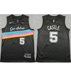 Men San Antonio Spurs 5 Stephon Castle Black 2025 26 City Edition Stitched Basketball Jersey