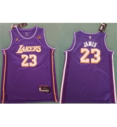 Men Los Angeles Lakers 23 LeBron James Purple 2025 Statement Edition Stitched Basketball Jersey