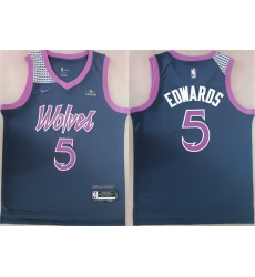 Men Minnesota Timberwolves 5 Anthony Edwards Navy Stitched jersey