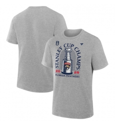 Men Florida Panthers Heather Gray 2025 Stanley Cup Champions Locker Room T Shirt