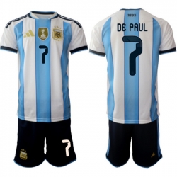 Argentina 2026 FIFA World Cup Soccer Jersey White #7 DE PAUL