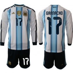 Argentina 2026 FIFA World Cup Soccer Jersey White LONG #17 GARNACHO
