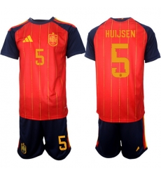 Spain 2026 FIFA World Cup Soccer Jersey Red #5 HUIJSEN Spain 2026 FIFA World Cup Soccer Jersey Red #5 HUIJSEN