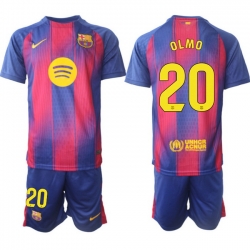 Men FC Barcelona 2026 Soccer Jerseys PinkBlue #20 OLMO