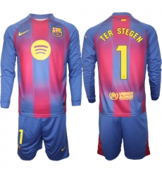 Men FC Barcelona 2026 Soccer Jerseys Red Long #1 TER STEGEN Men FC Barcelona 2026 Soccer Jerseys Red Long #1 TER STEGEN
