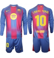 Men FC Barcelona 2026 Soccer Jerseys Red Long #10 LAMINE YAMAL (2)