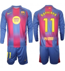 Men FC Barcelona 2026 Soccer Jerseys Red Long #11 RAPHINHA Men FC Barcelona 2026 Soccer Jerseys Red Long #11 RAPHINHA