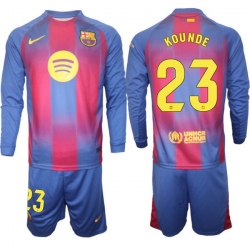 Men FC Barcelona 2026 Soccer Jerseys Red Long #23 KOUNDE