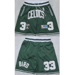 Men Boston Celtics 33 Larry Bird Green Shorts  