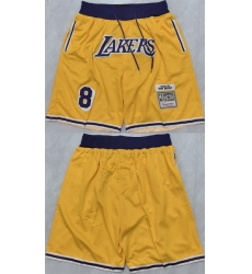 Men Los Angeles Lakers 8 Kobe Bryant Yellow 2025 Shorts   Men Los Angeles Lakers 8 Kobe Bryant Yellow 2025 Shorts