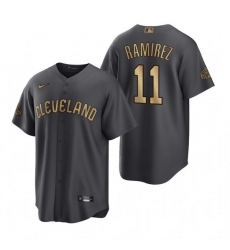 Men Cleveland Guardians 11 Jose Ramirez 2022 All Star Charcoal Cool Base Stitched Baseball Jersey
