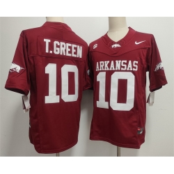 Men Arkansas Razorbacks 10 TAYLEN GREEN Red 2025 F U S E  Vapor Limited Stitched Football Jersey