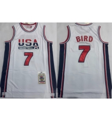 Men USA Basketball 7 Larry Bird White 1992 Throwback Stitched Jersey Men USA Basketball 7 Larry Bird White 1992 Throwback Stitched Jersey