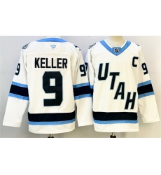 Men Utah Mammoth 9 Clayton Keller White 2025 With C Patch Stitched Jersey Men Utah Mammoth 9 Clayton Keller White 2025 With C Patch Stitched Jersey