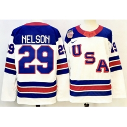 Men's USA 29 BROCK NELSON White 2026 Stitched Jerseys