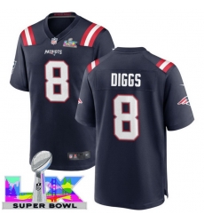 Men Women youth New England Patriots #8 Stefon Diggs 2025 2026 Super Bowl LX F U S E Stitched NFL Jersey Blue