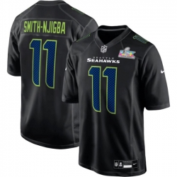 Men Seattle Seahawks 11 Jaxon Smith Njigba Black 2025 Super Bowl LX Patch Carbon Fashion Stitched Game Jersey