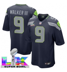 Men Women Youth Seattle Seahawks #9 Kenneth Walker III 2025 2026 Super Bowl LX F U S E Stitched NFL Jersey Blue