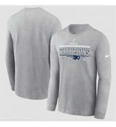 Men New England Patriots Heather Gray 2025 AFC Champions Locker Room Trophy Collection Long Sleeve T Shirt