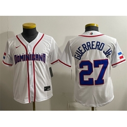 Youth Dominican Republic Baseball  27 Vladimir Guerrero Jr  White 2026 World Baseball Classic Home Stadium Stitched Baseball Jersey