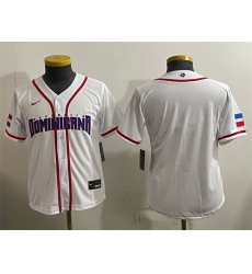 Youth Dominican Republic Baseball Blank White 2026 World Baseball Classic Home Stadium Stitched Baseball Jersey